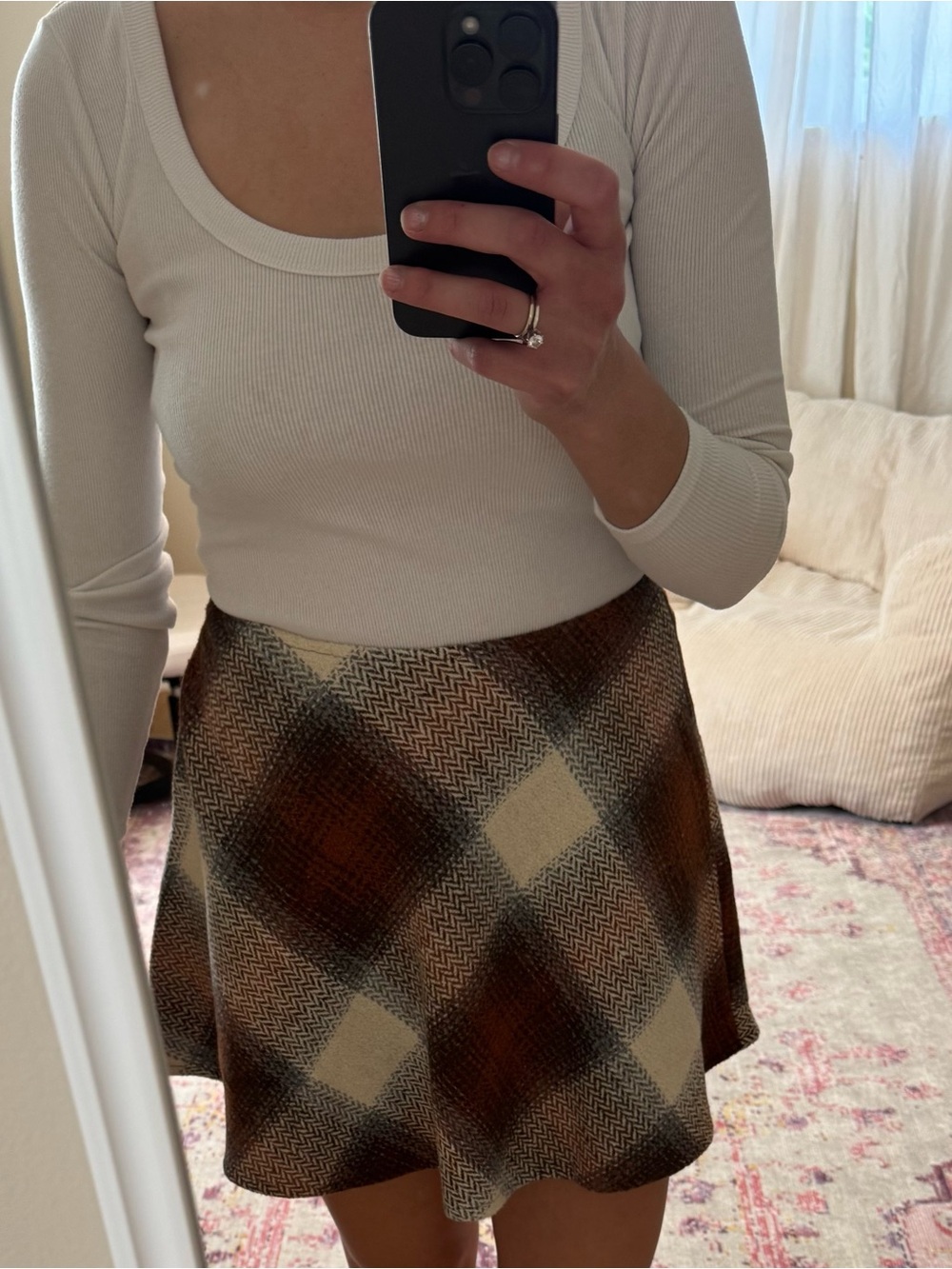 Lulu's Brown & Cream Plaid Skirt